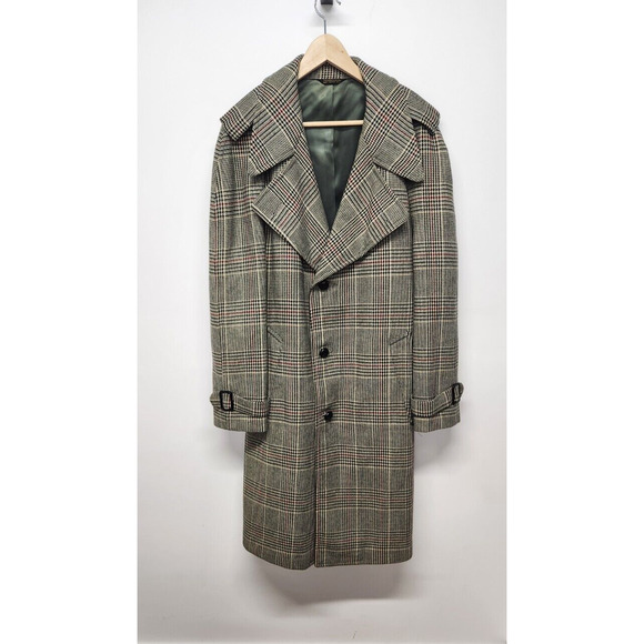 Hudsons Rockham Men's Classic Houndstooth Plaid Long Coat, Size42L, In Tan Multi - Picture 2 of 14